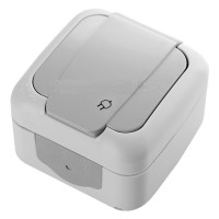 РОЗЕТКА VI-KO PALMIYE СЕРАЯ влагозащищенная  1-Я С/З С КРЫШКОЙ НАКЛАДНАЯ IP 54 (90555504)